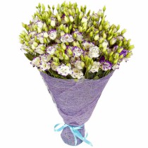 Bouquet of white and purple lisianthus (eustoma)